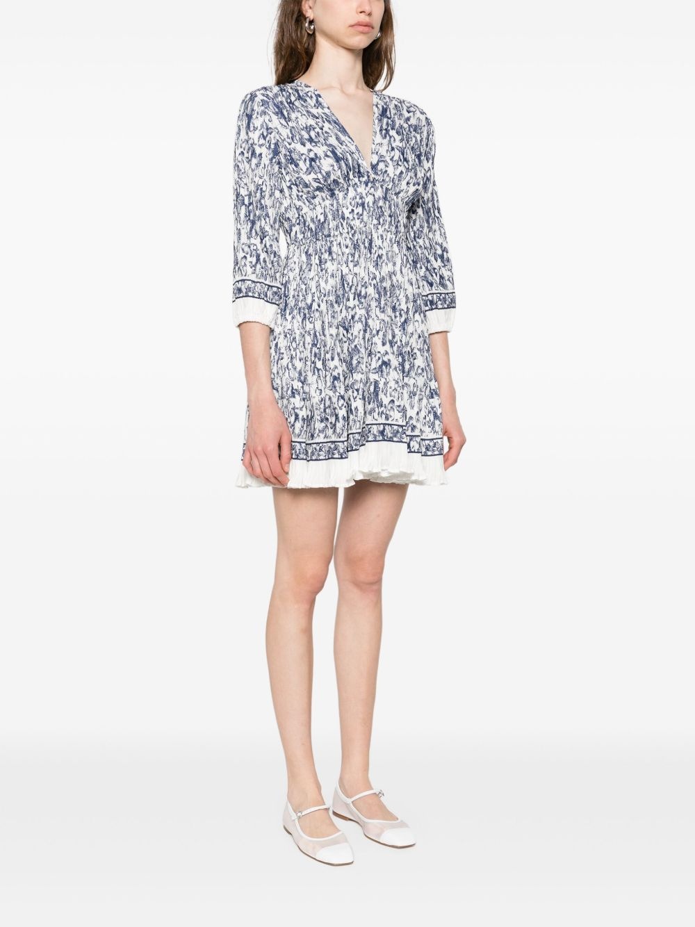 floral-print pleated mini dress - 3