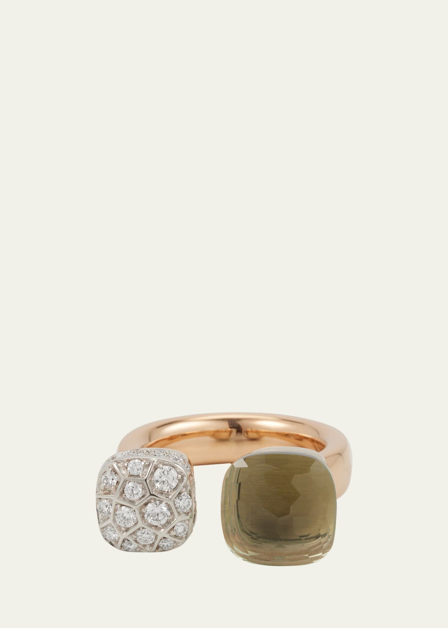 Nudo 18K Rose Gold Prasiolite and Diamond Between-The-Finger Ring - 1