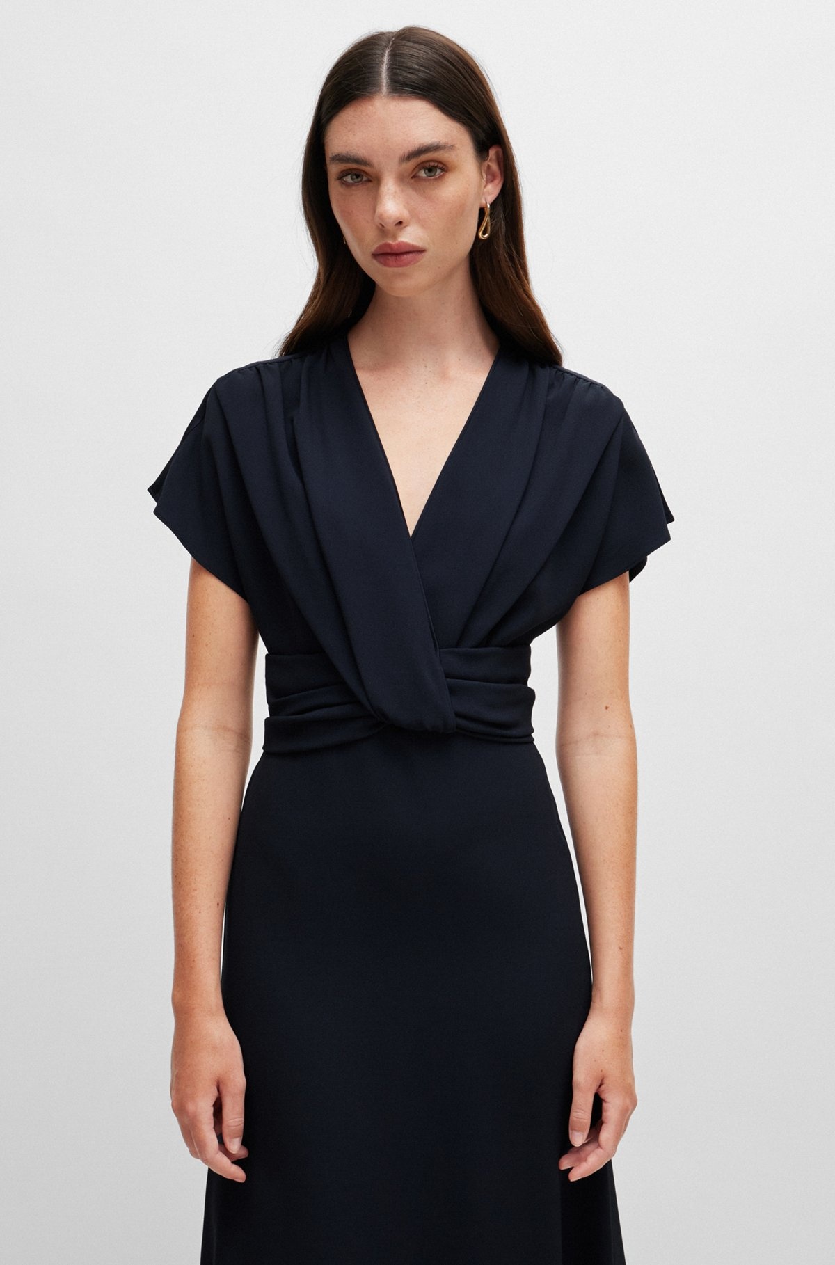 DRAPE-FRONT DRESS IN MATTE SATIN - 5