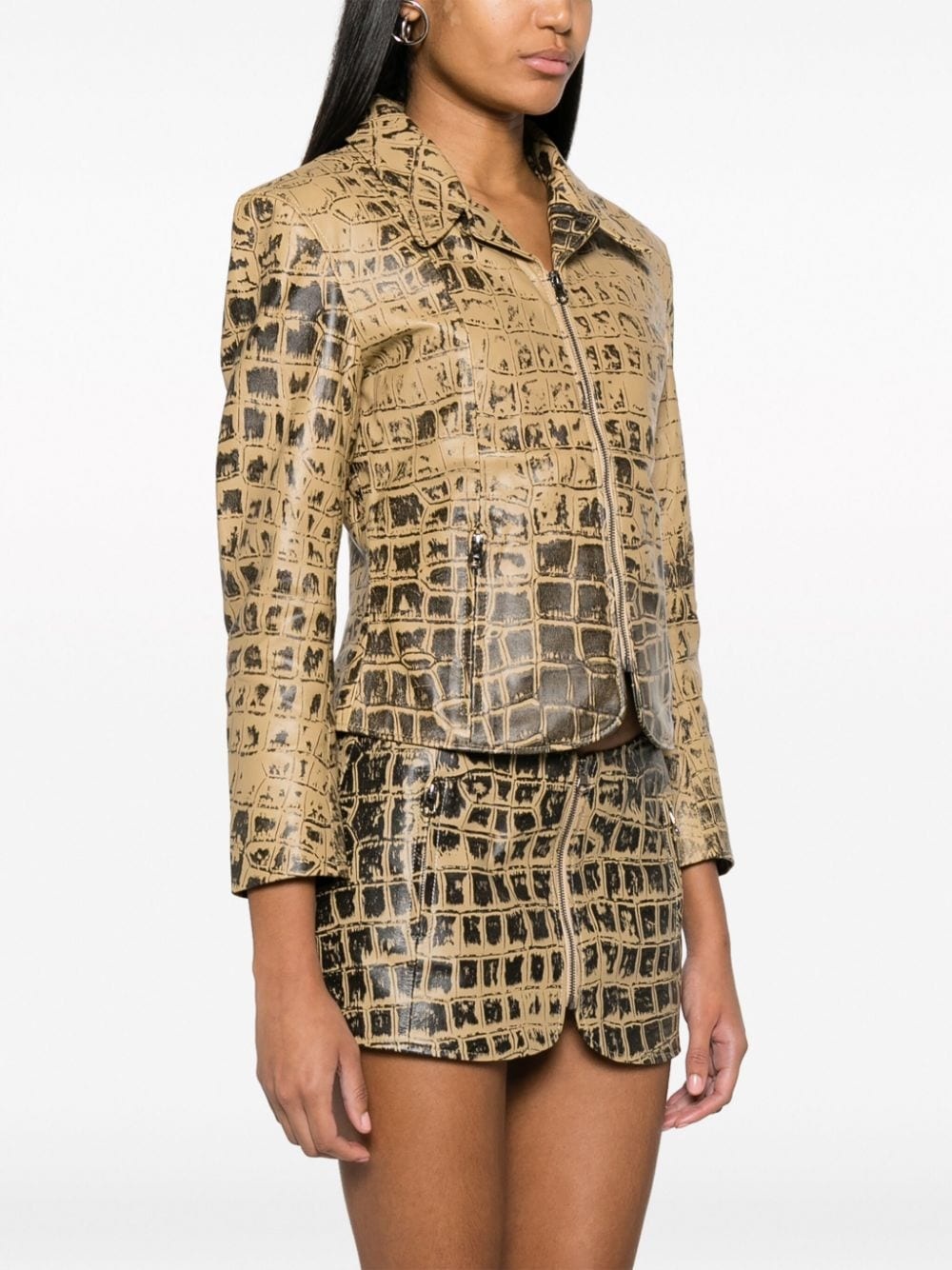 Scythe crocodile-print leather jacket - 3