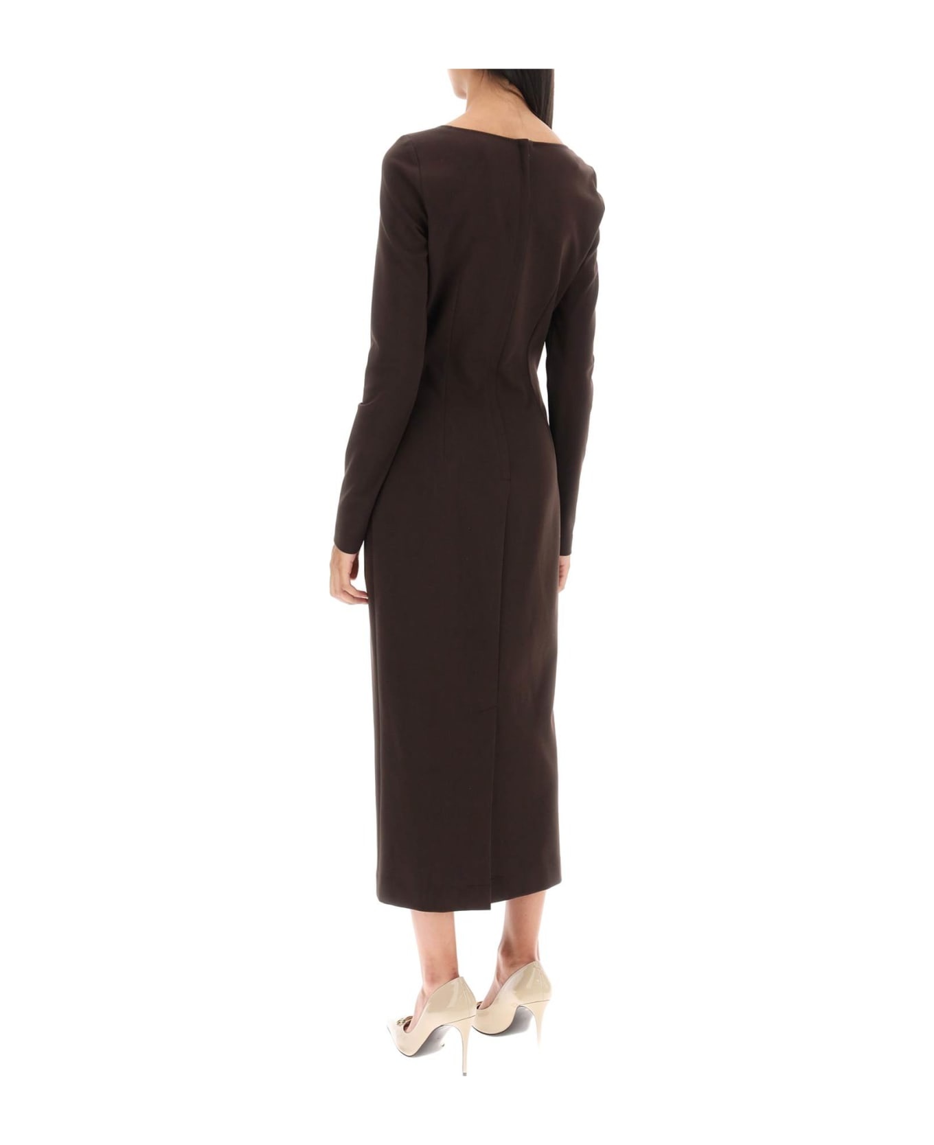 Square Neck Rear Zip Longsleeved Dress - 3