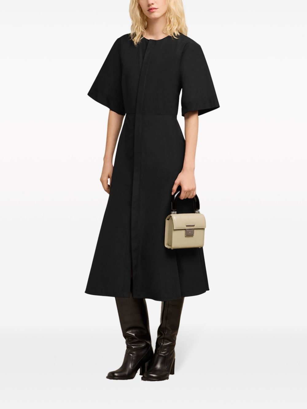 short-sleeve cotton midi dress - 2
