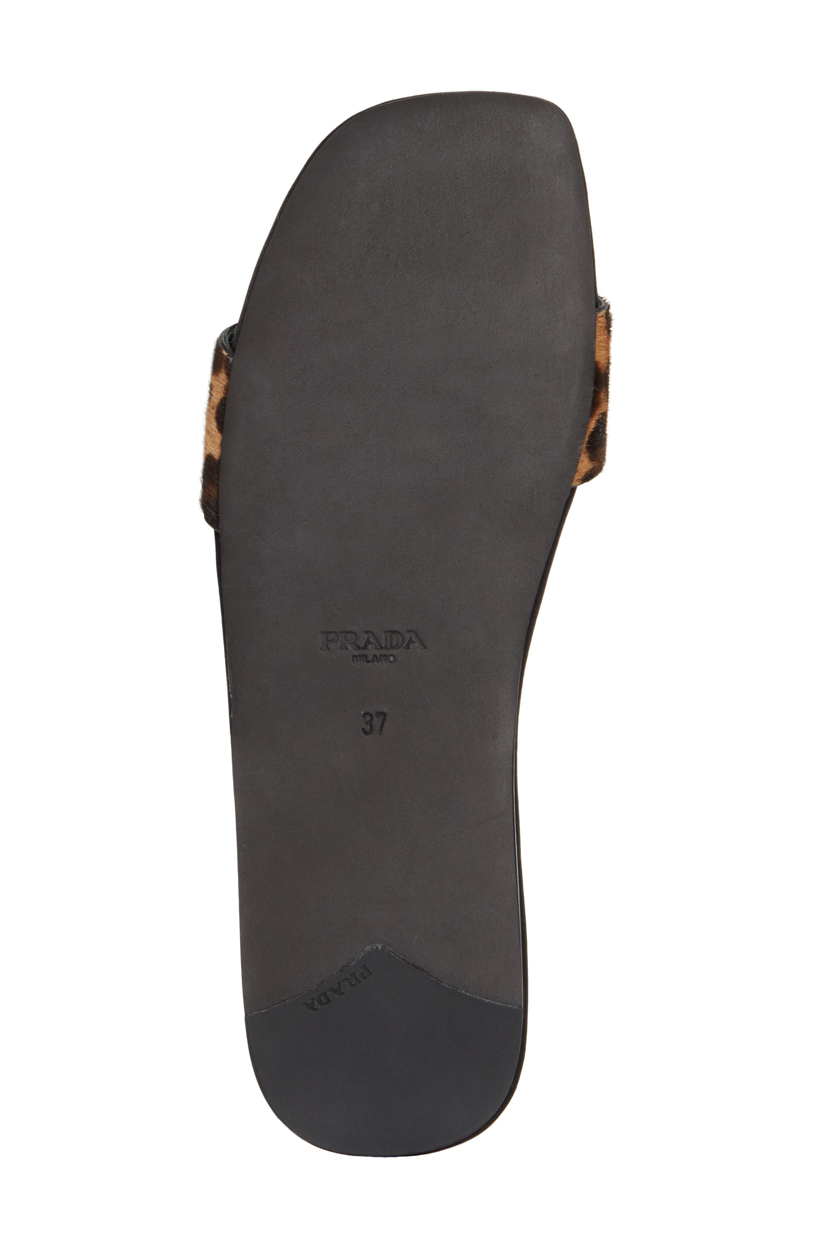 Prada Animal Print Genuine Calf Hair Slide Sandal in Miele Calf Hair Print at Nordstrom - 6