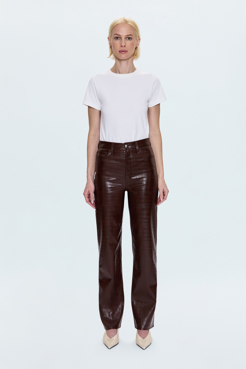 CASSIE SUPER HIGH RISE STRAIGHT PANT - TOBACCO CROC 1