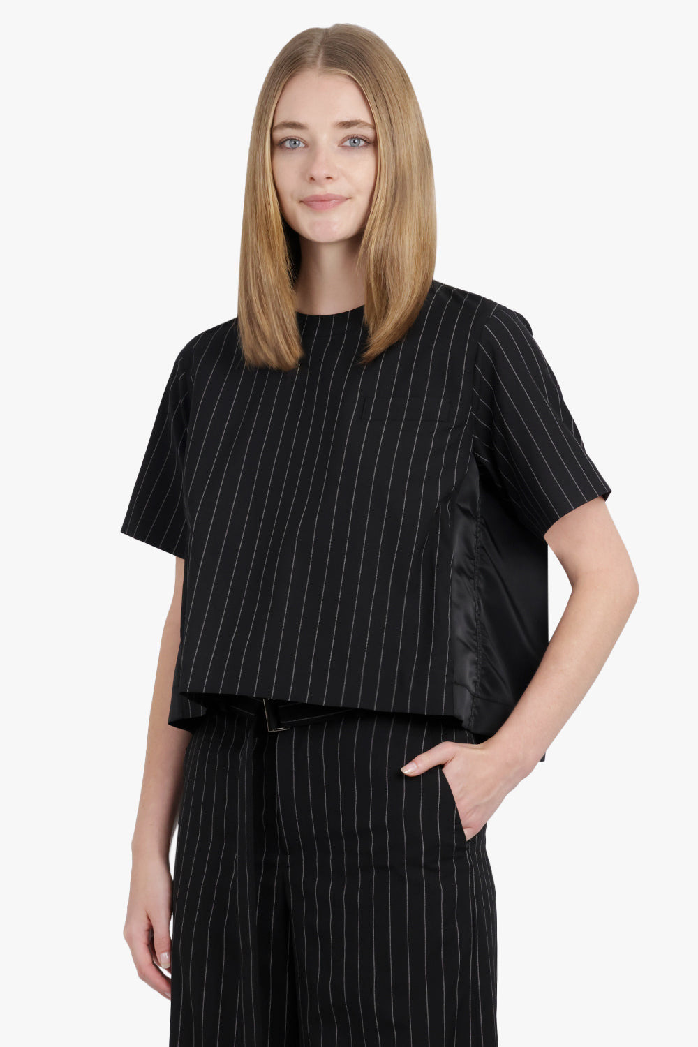 CONTRAST S/S PULLOVER STRIPE TOP | BLACK/WHITE - 7