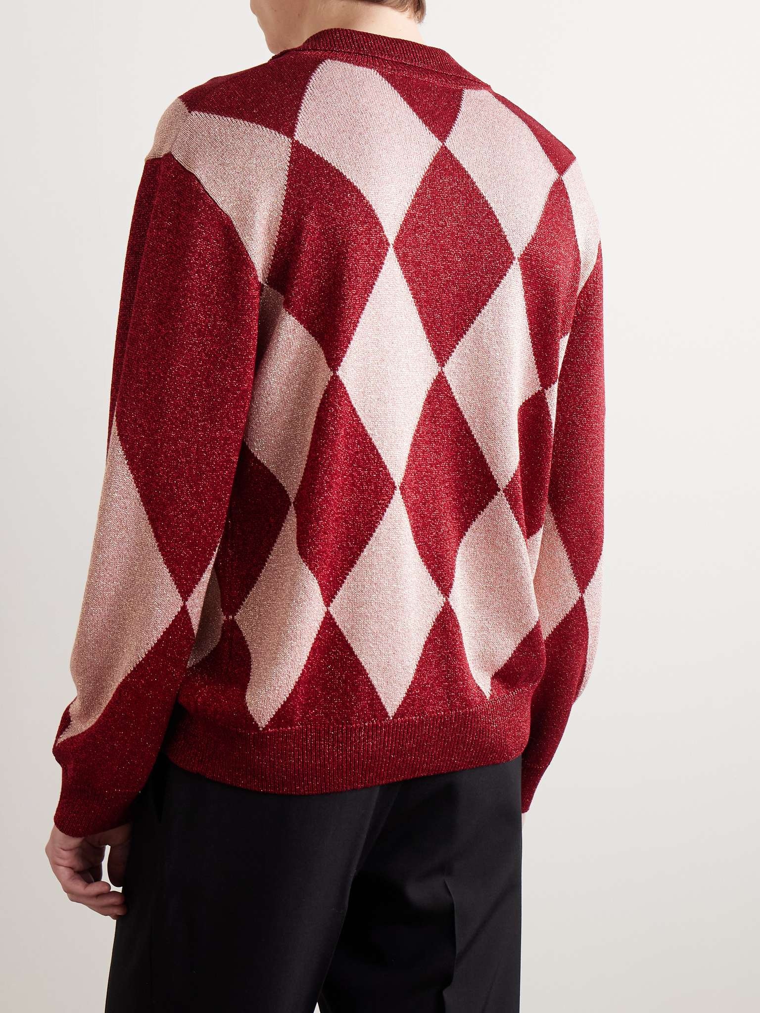 Argyle Metallic Jacquard-Knit Polo Shirt - 3