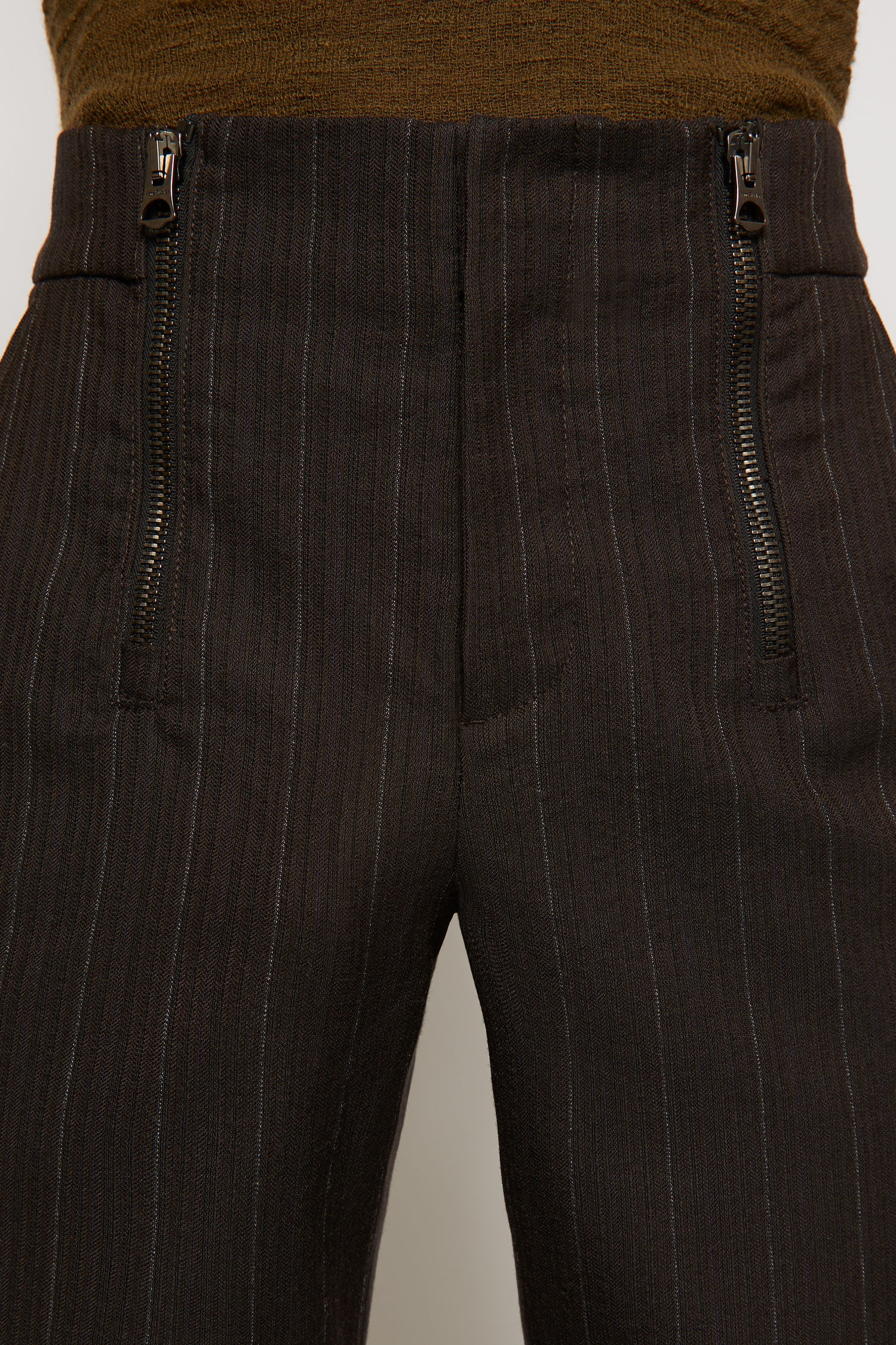 Pinstripe flared trousers cacao brown - 7