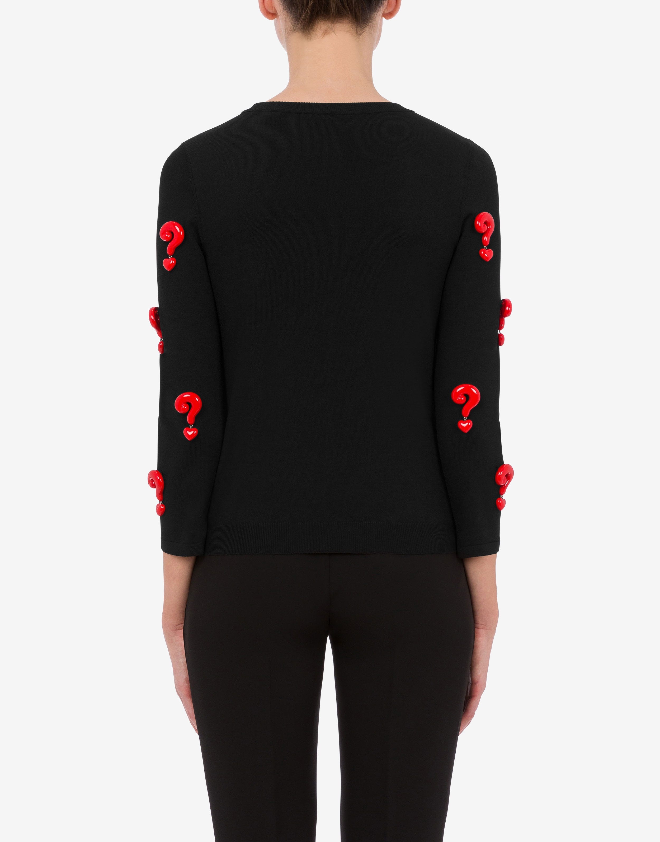 RED QUESTION MARKS STRETCH CARDIGAN - 3