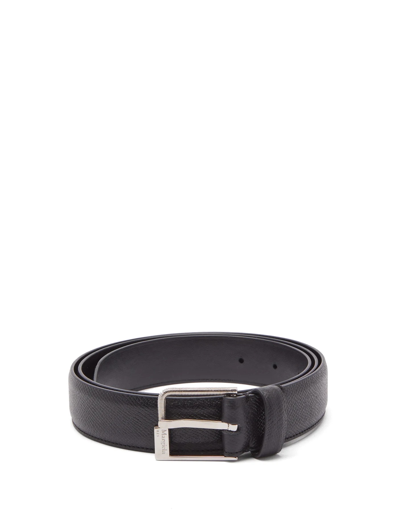 Screw-effect buckle grained-leather belt - 1