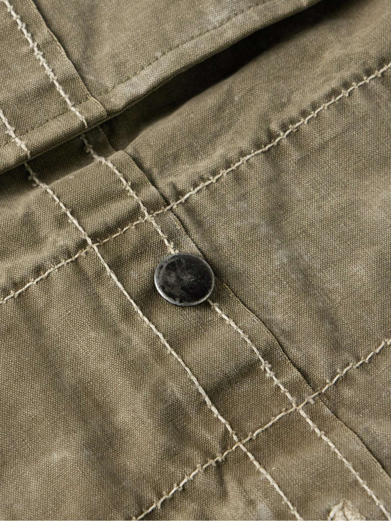 Faux Fur and Quilted Shell-Trimmed Distressed Cotton-Blend Jacket 3