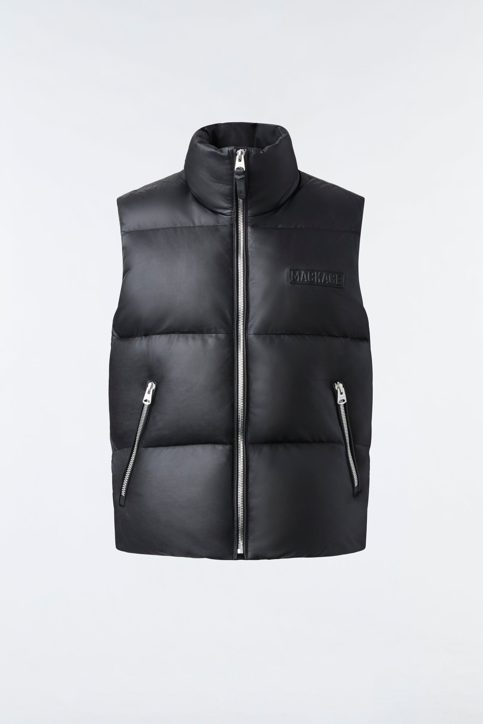 KANE (R) Leather down down vest with funnel collar - 1