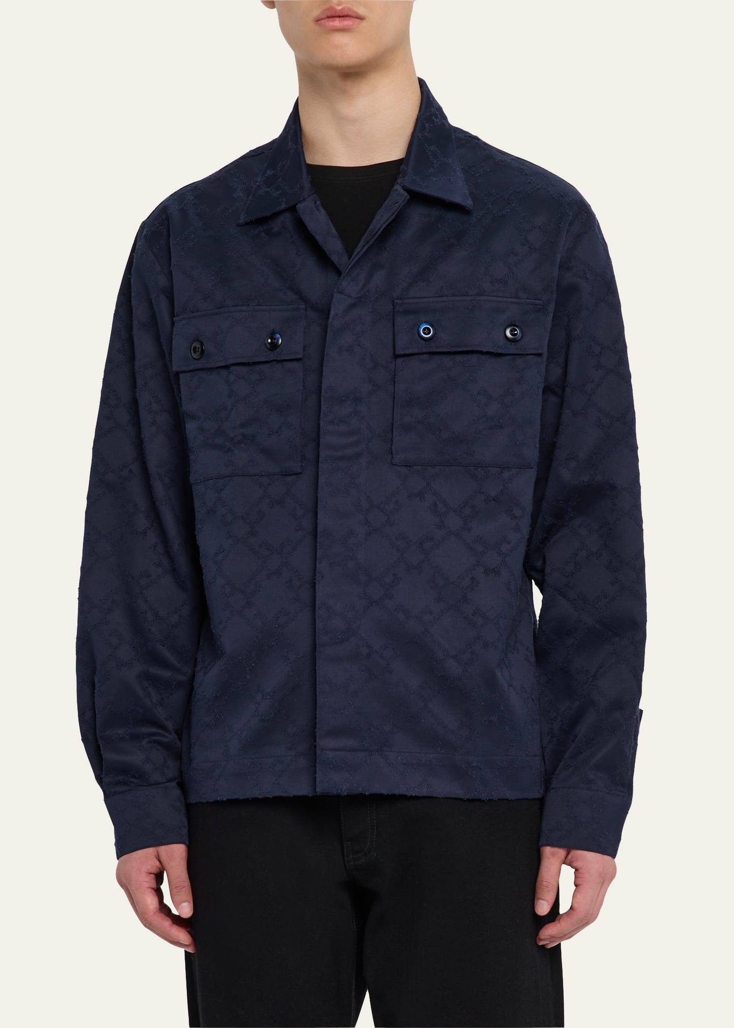 Men's Monogram Jacquard Button-Down Shirt - 4