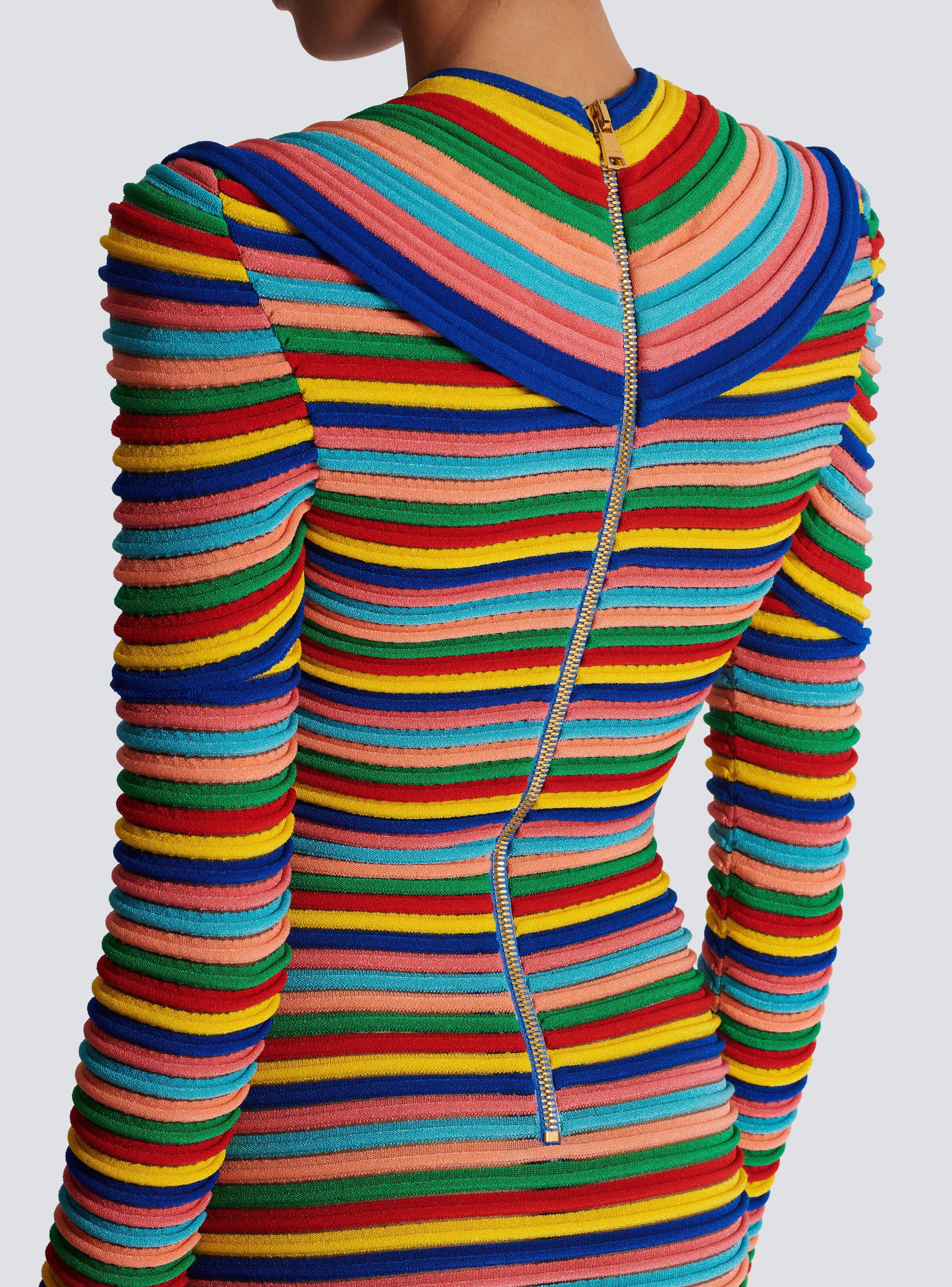 Short dress in multicoloured rolled knit - 8