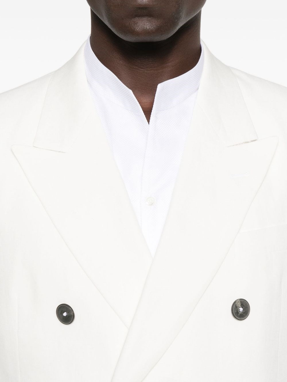 Linen double-breasted jacket - 3