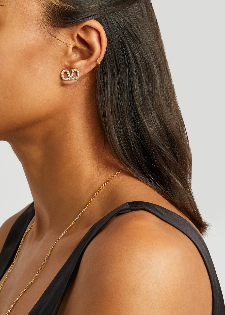 Valentino Garavani VLogo crystal-embellished stud earrings - 2