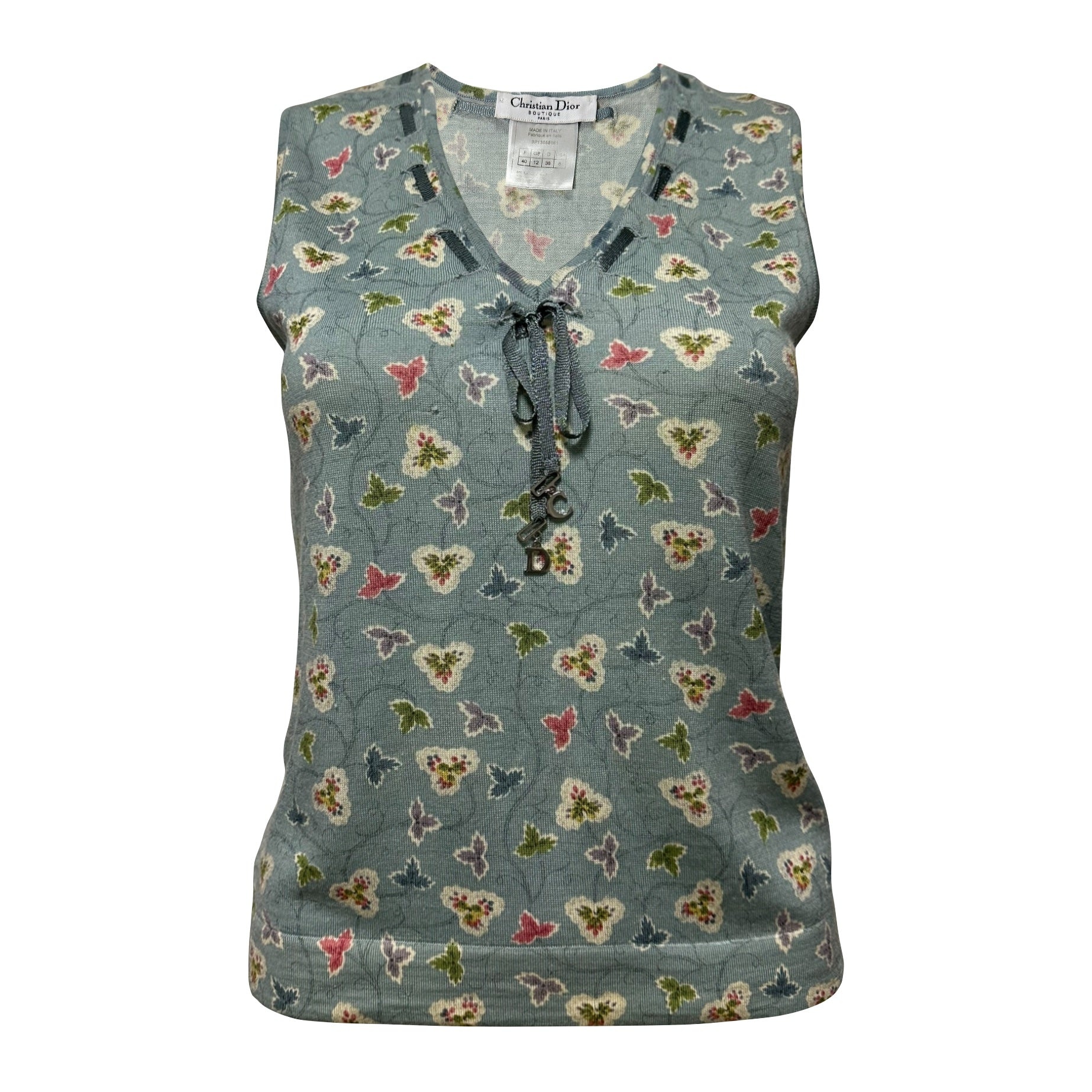 CHRISTIAN DIOR Spring Summer 2003 Floral Print Knit Tank Top - 1