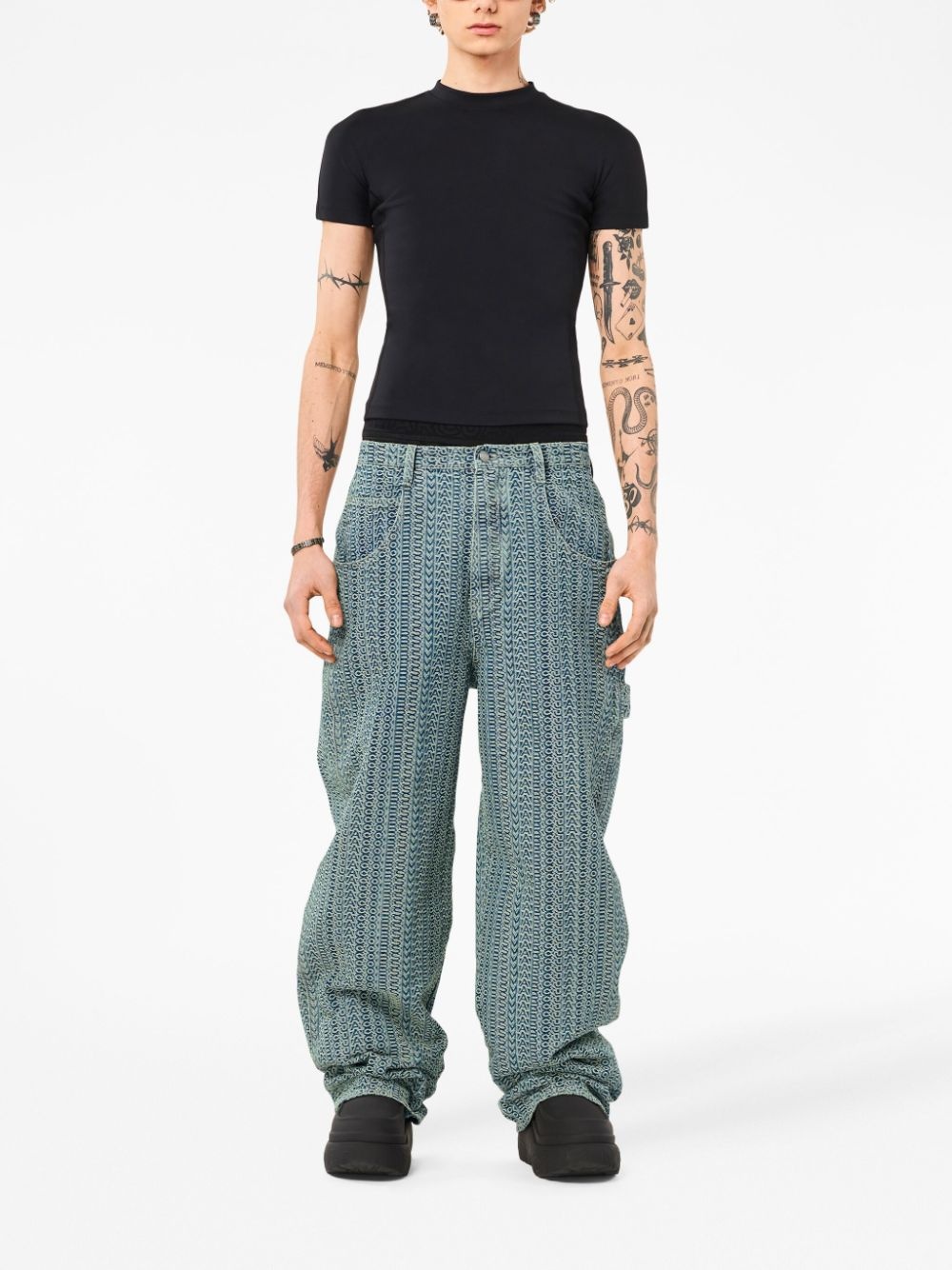 monogram-jacquard low-rise jeans - 2