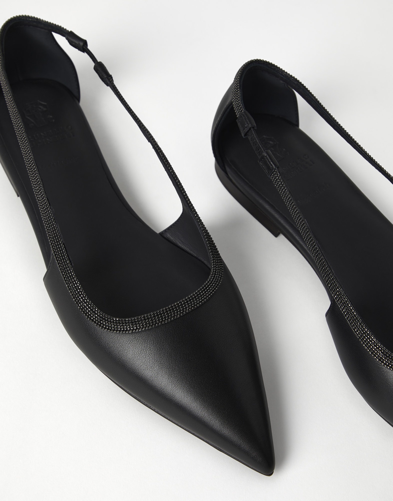 Nappa leather flats with precious strap - 3