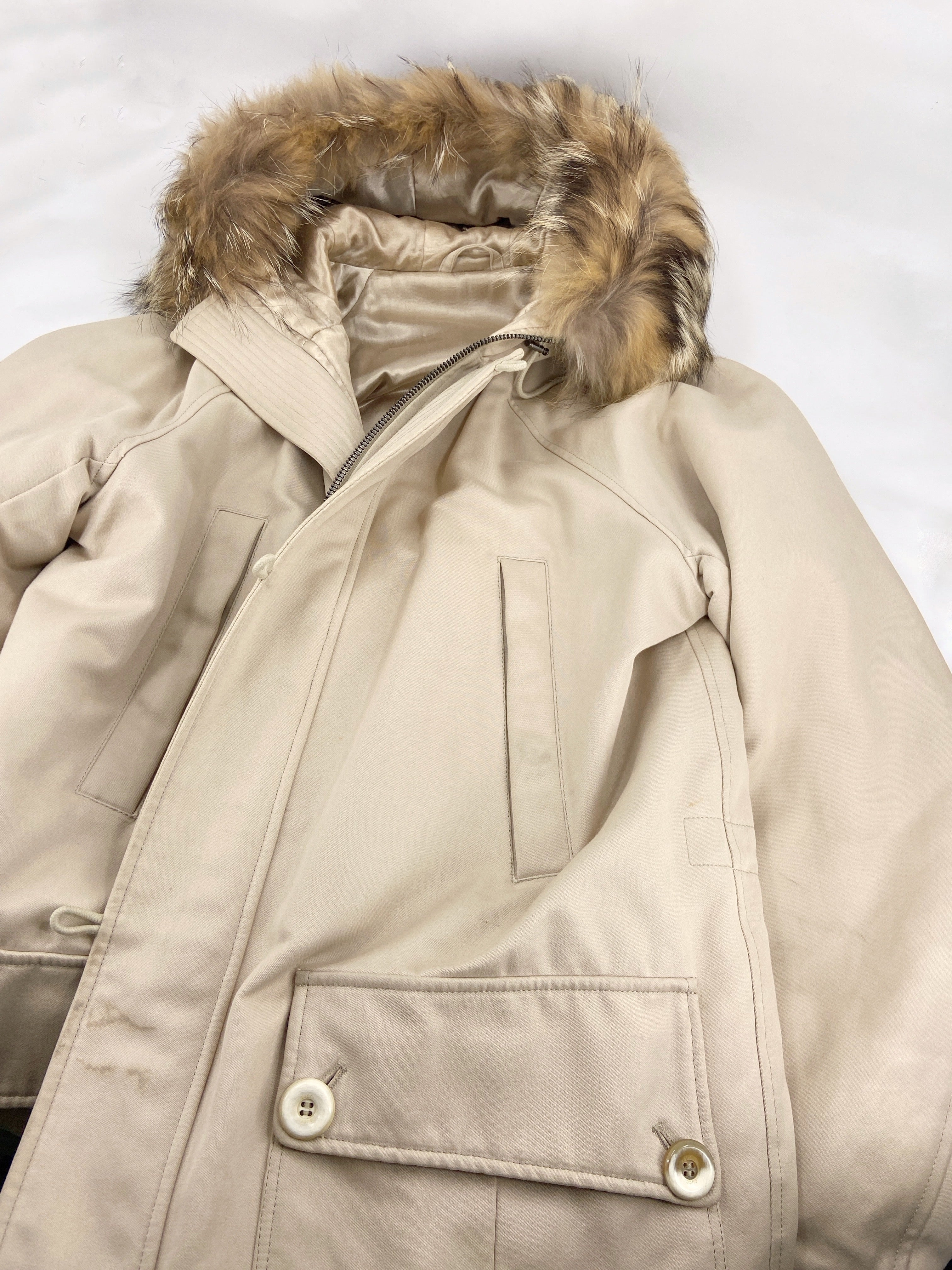 Gucci Fall 1998 Menswear Coyote Fur Hood N-3B Heavyweight Military Winter Coat 48 - 14