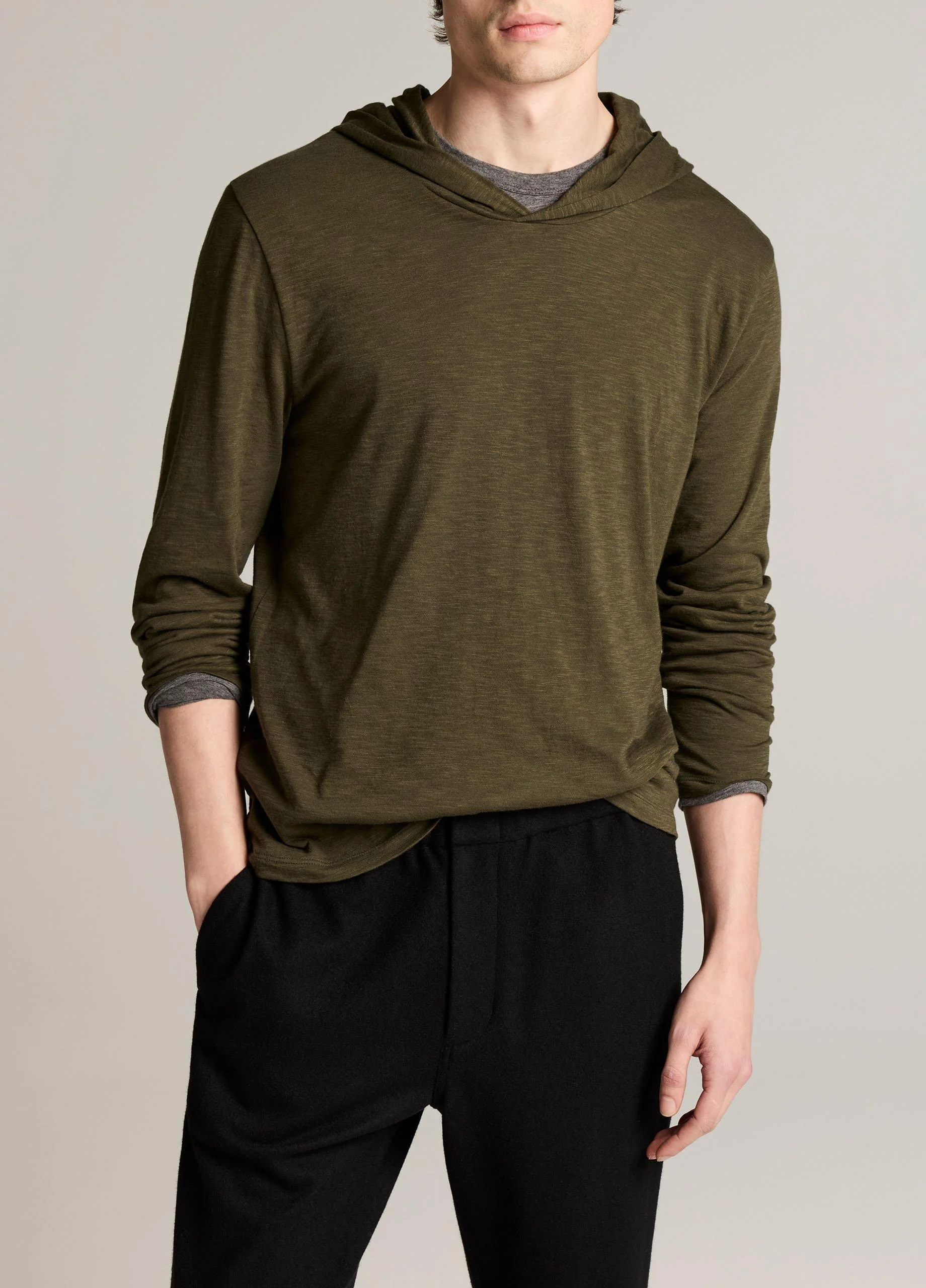 Slub Pima Cotton Double-Layer Hoodie - 1