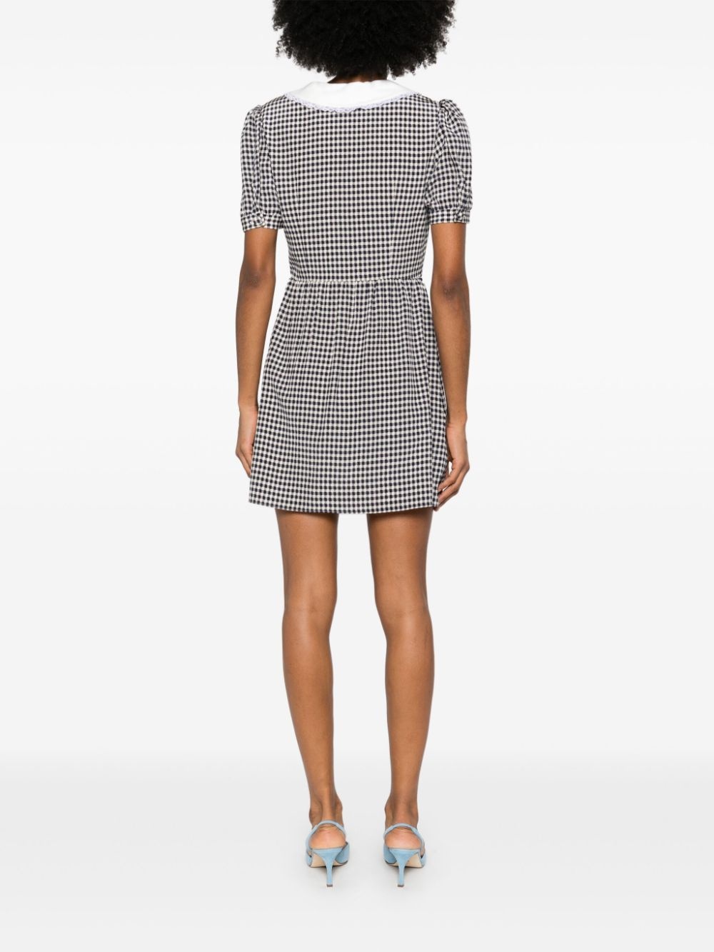 vichy-print silk mini dress - 4