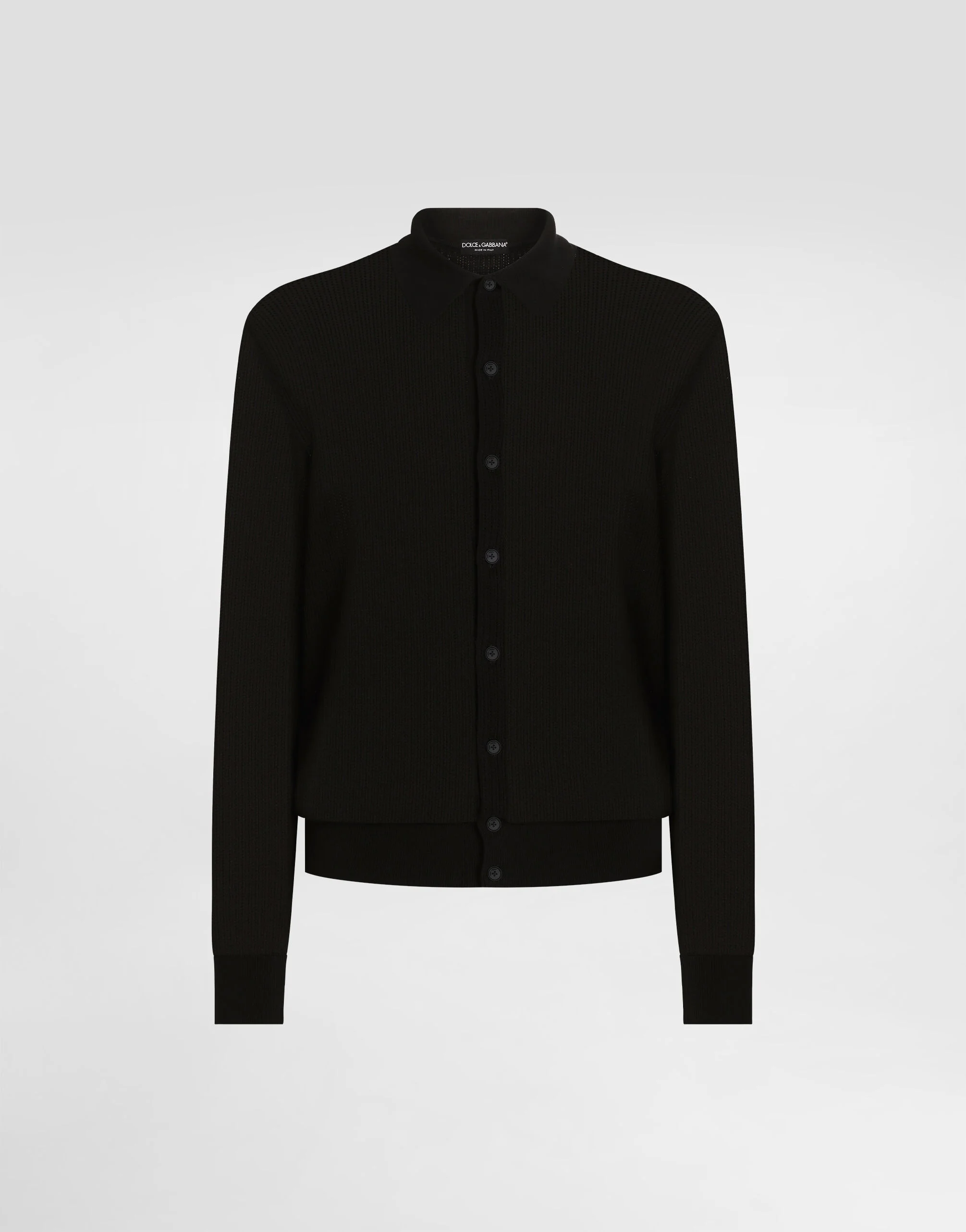 Long-sleeved shirt in a cotton openwork knit - 1