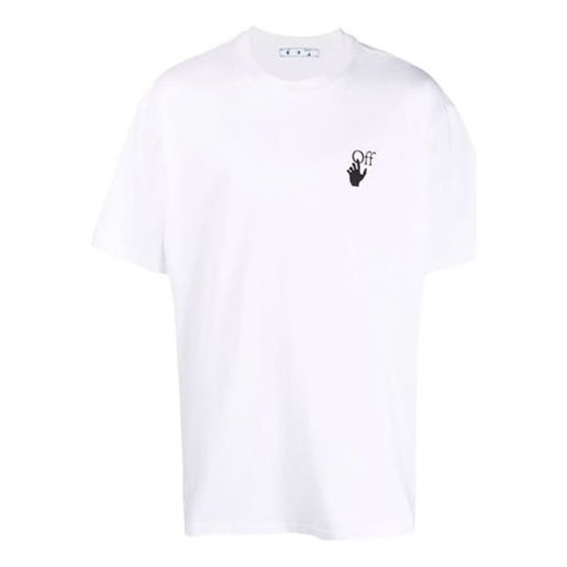 Men's Off-White FW21 White Arrow Short Sleeve Loose Fit White T-Shirt OMAA038F21JER0020110 - 1