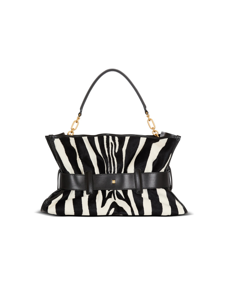 Medium Anthem bag in leather and zebra-print ponyskin 4