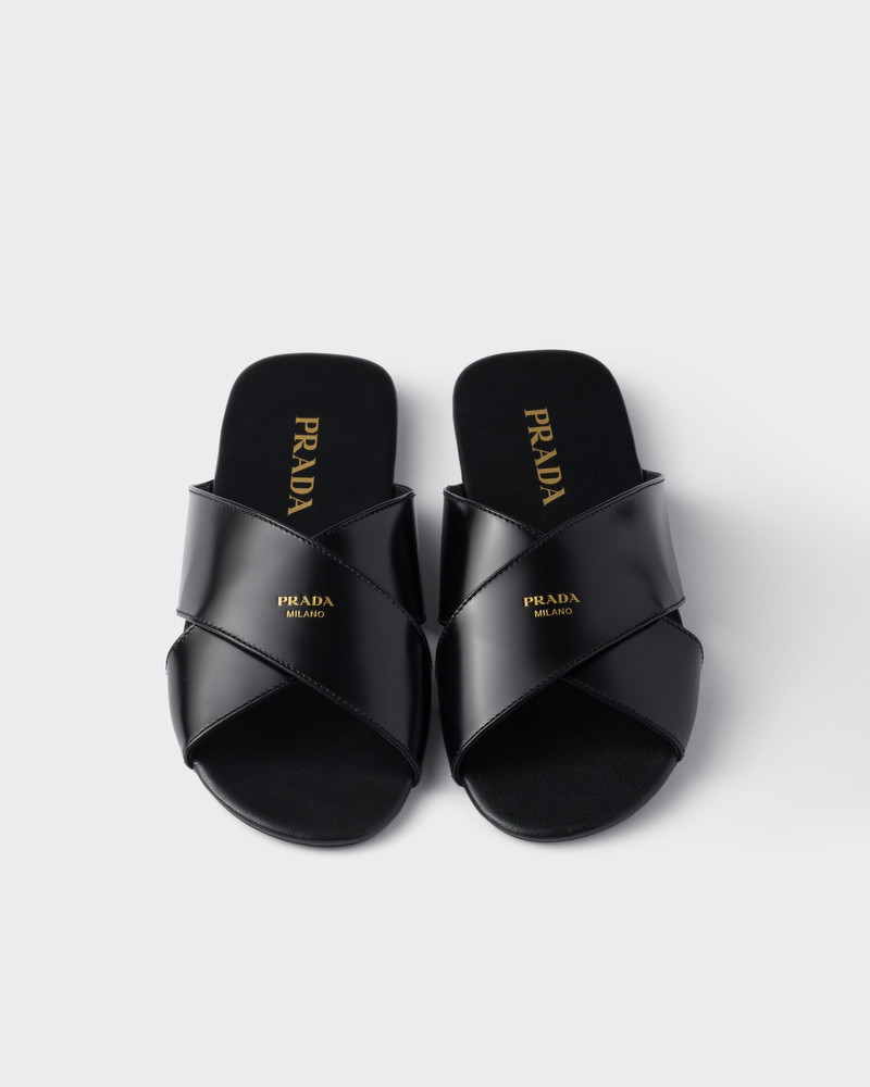 Brushed leather slides 3