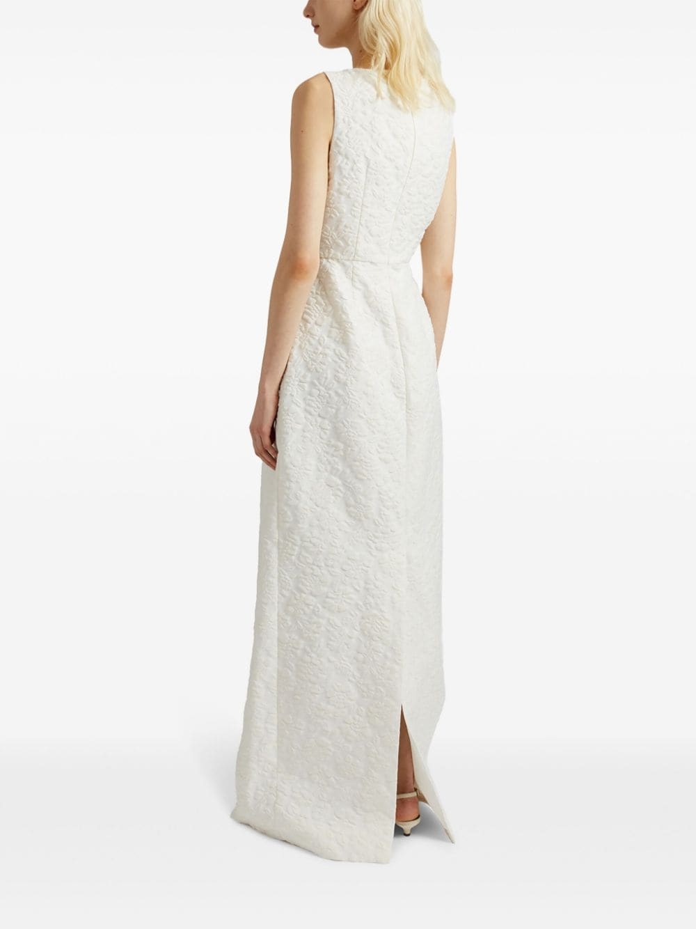 gathered floral-matelassÃ© gown - 4