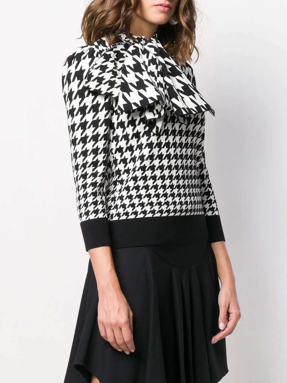 houndstooth bow jumper - 3