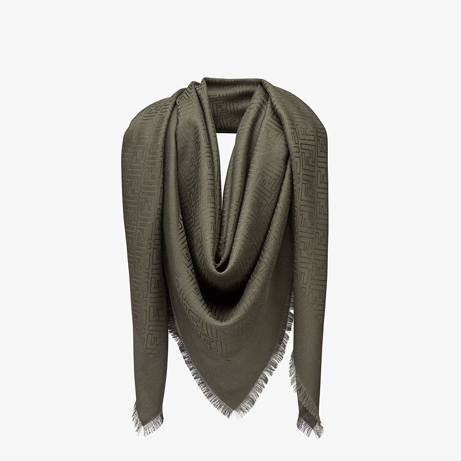 Shawl in green silk and wool - 2