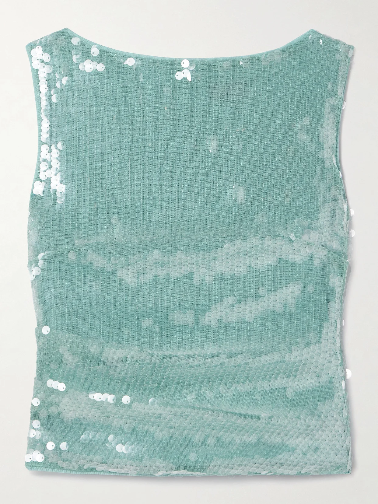 Eton Cropped Ruched Sequined Tulle Top - 1