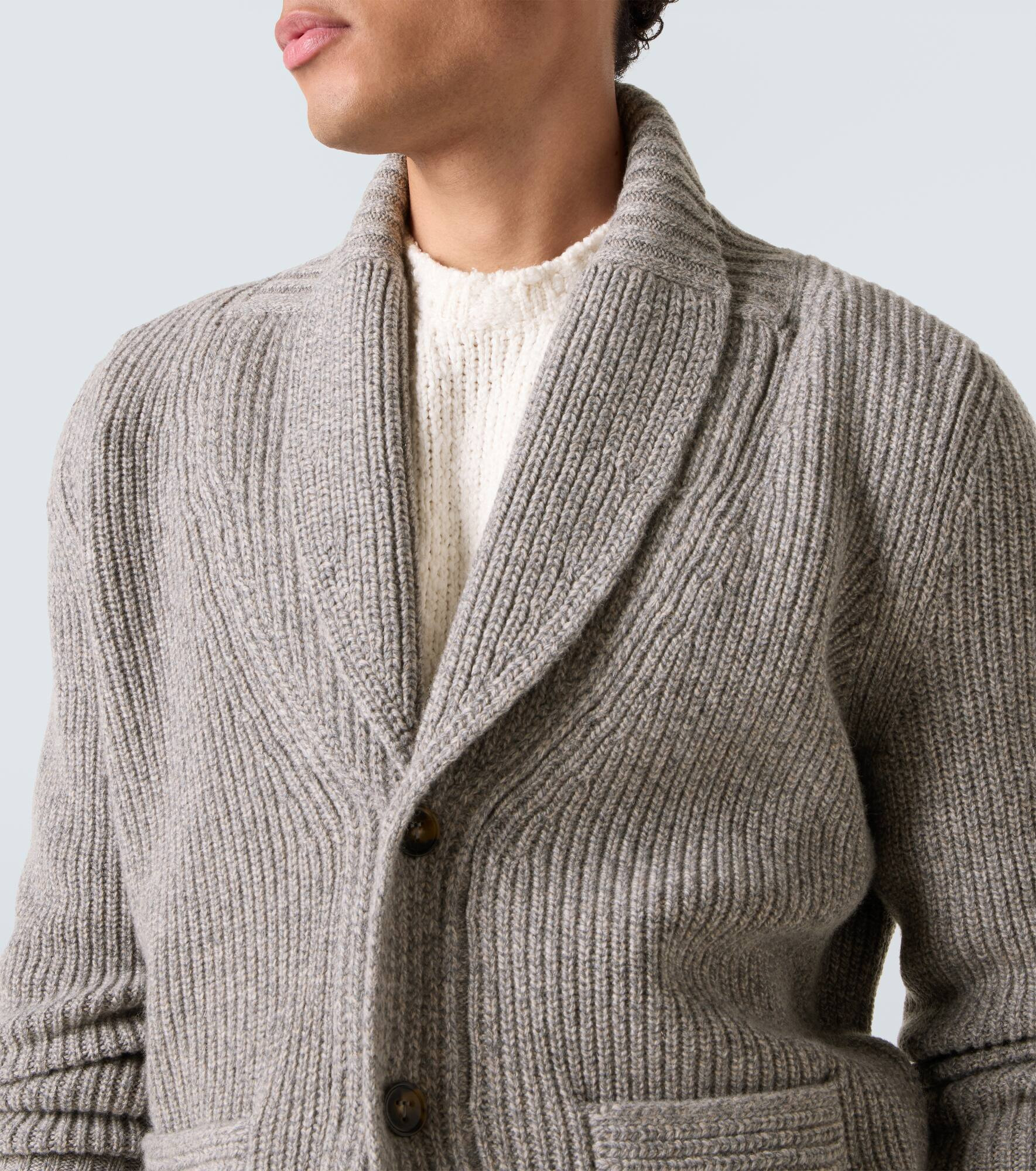 Ribbed-knit wool and cashmere cardigan - 6