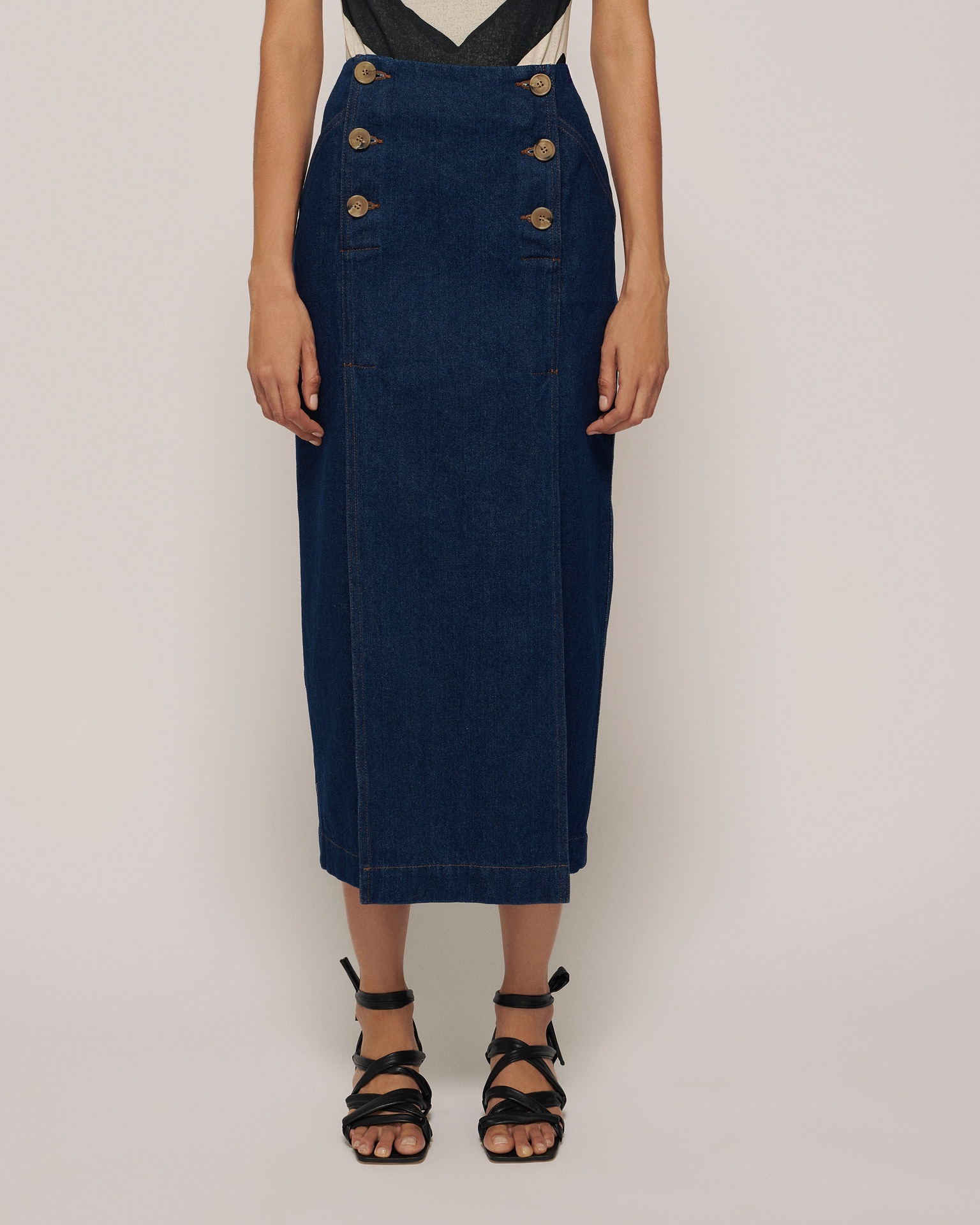 ELKE - Denim midi skirt - Indigo - 3