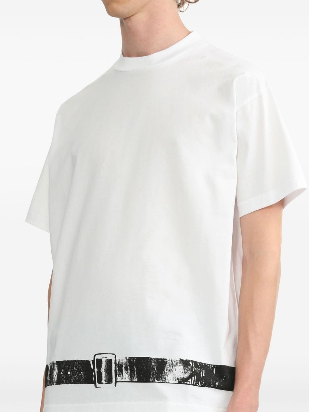 belt-print T-shirt - 5
