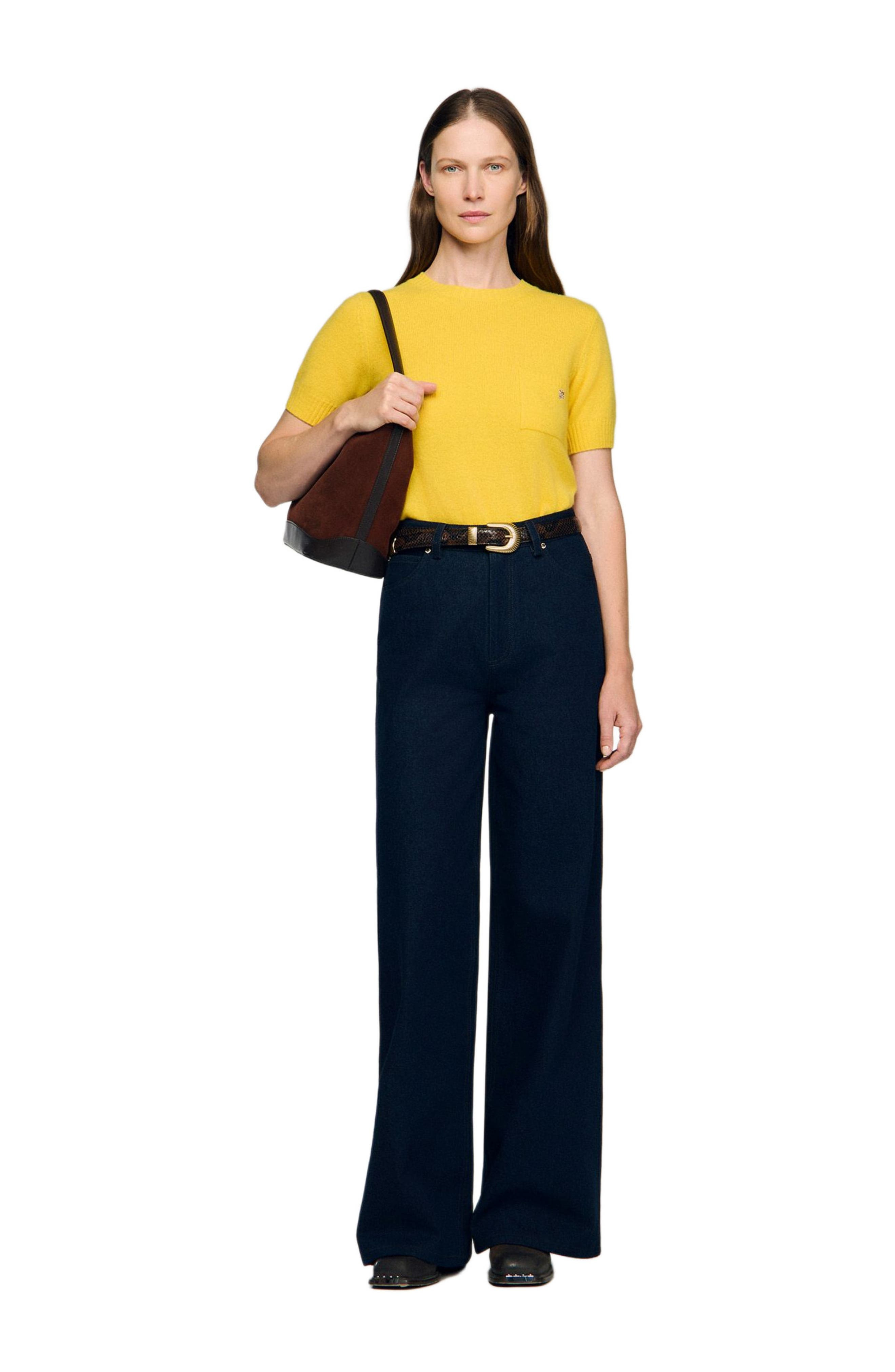SANDRO Short-sleeve sweater in Gold Yellow at Nordstrom - 4