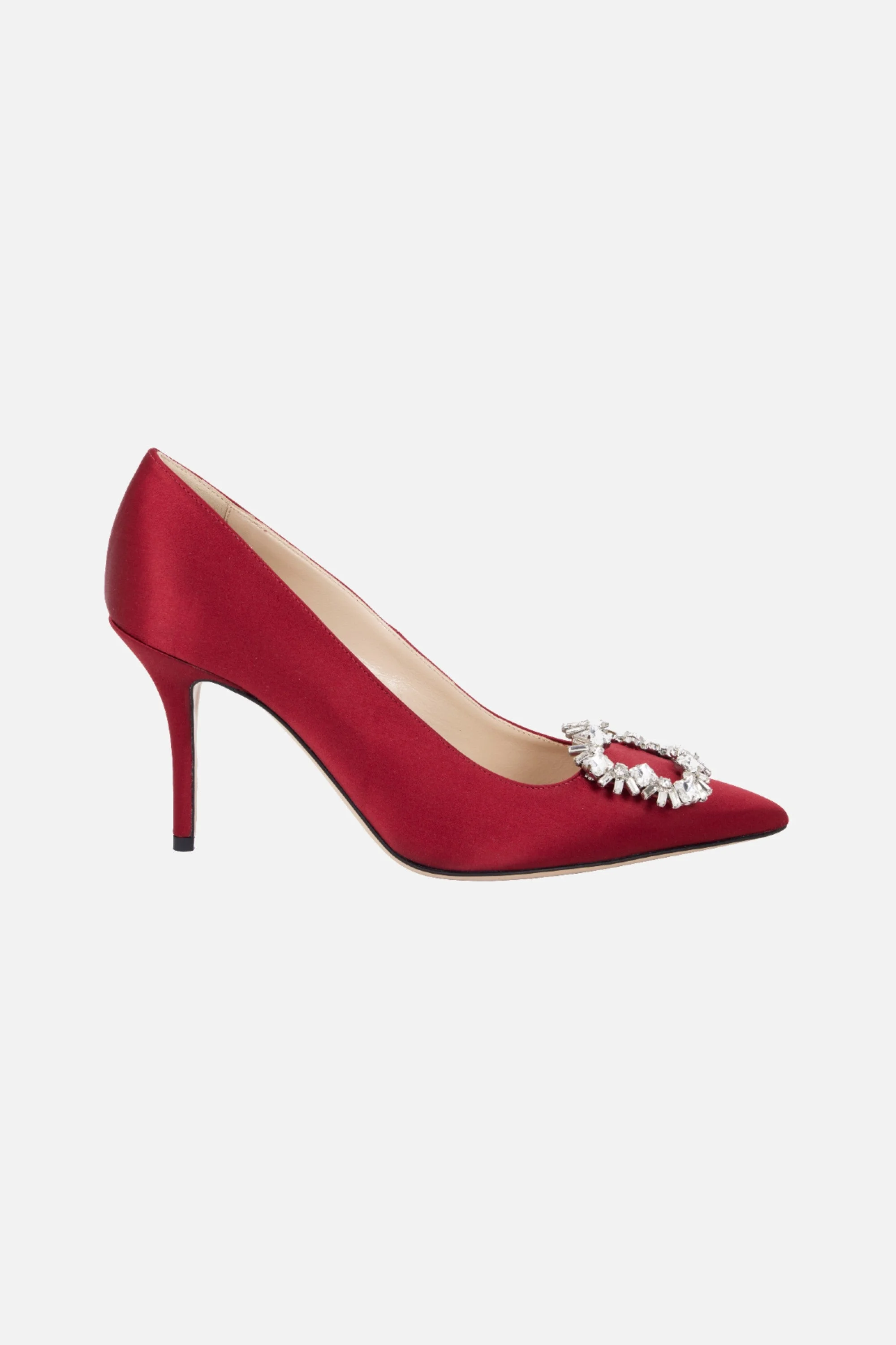 Sophia Shoe With Firework Buckle In Red Satin - 1