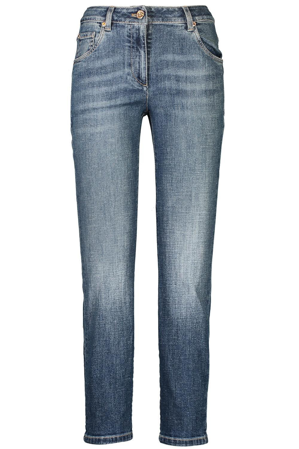 Stretch Slim Trousers - Dark Blue Denim - 1