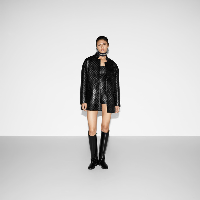 GUCCI GG embossed leather jacket outlook