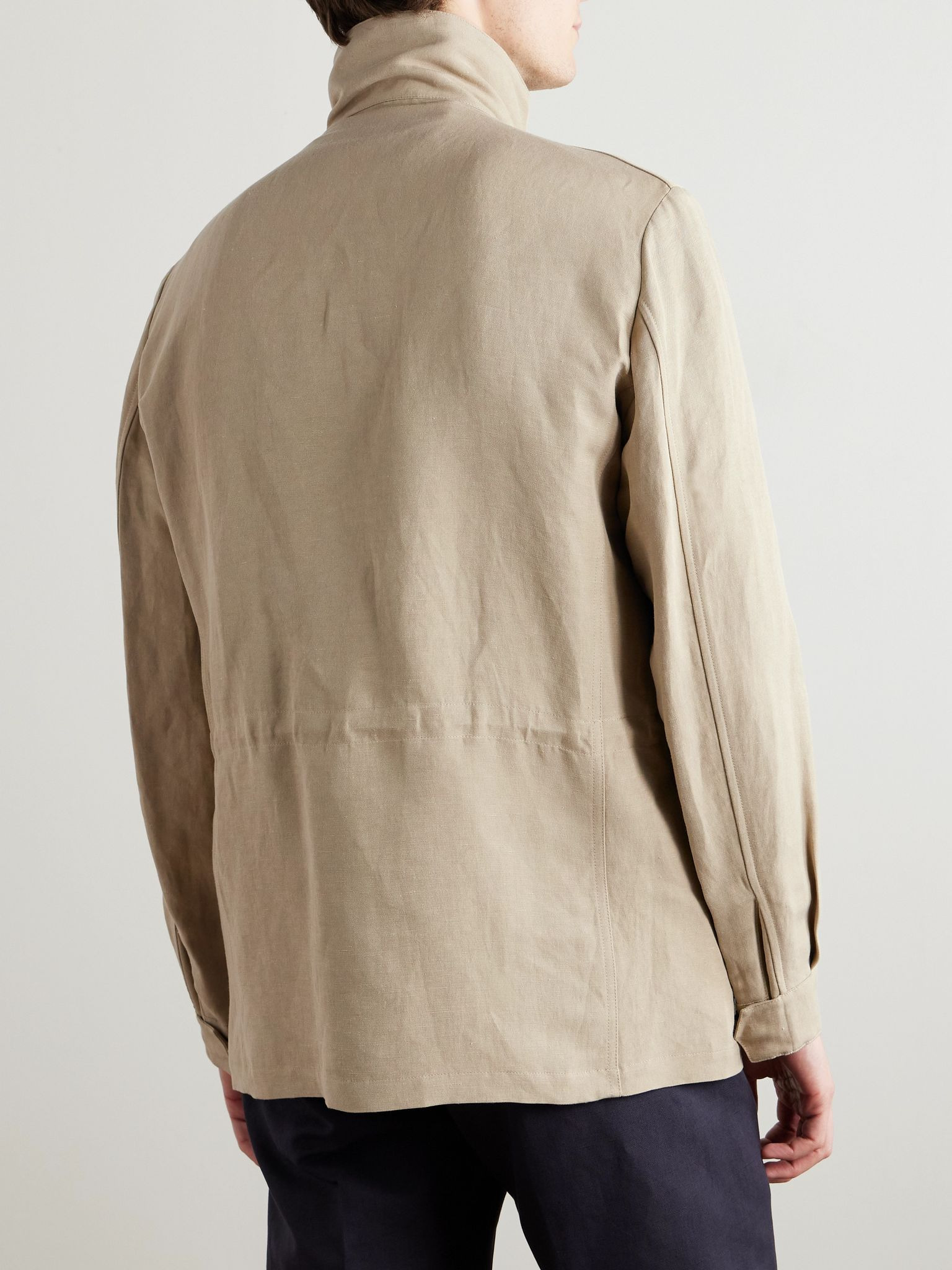 Linen and Silk-Blend Field Jacket Beige - 4