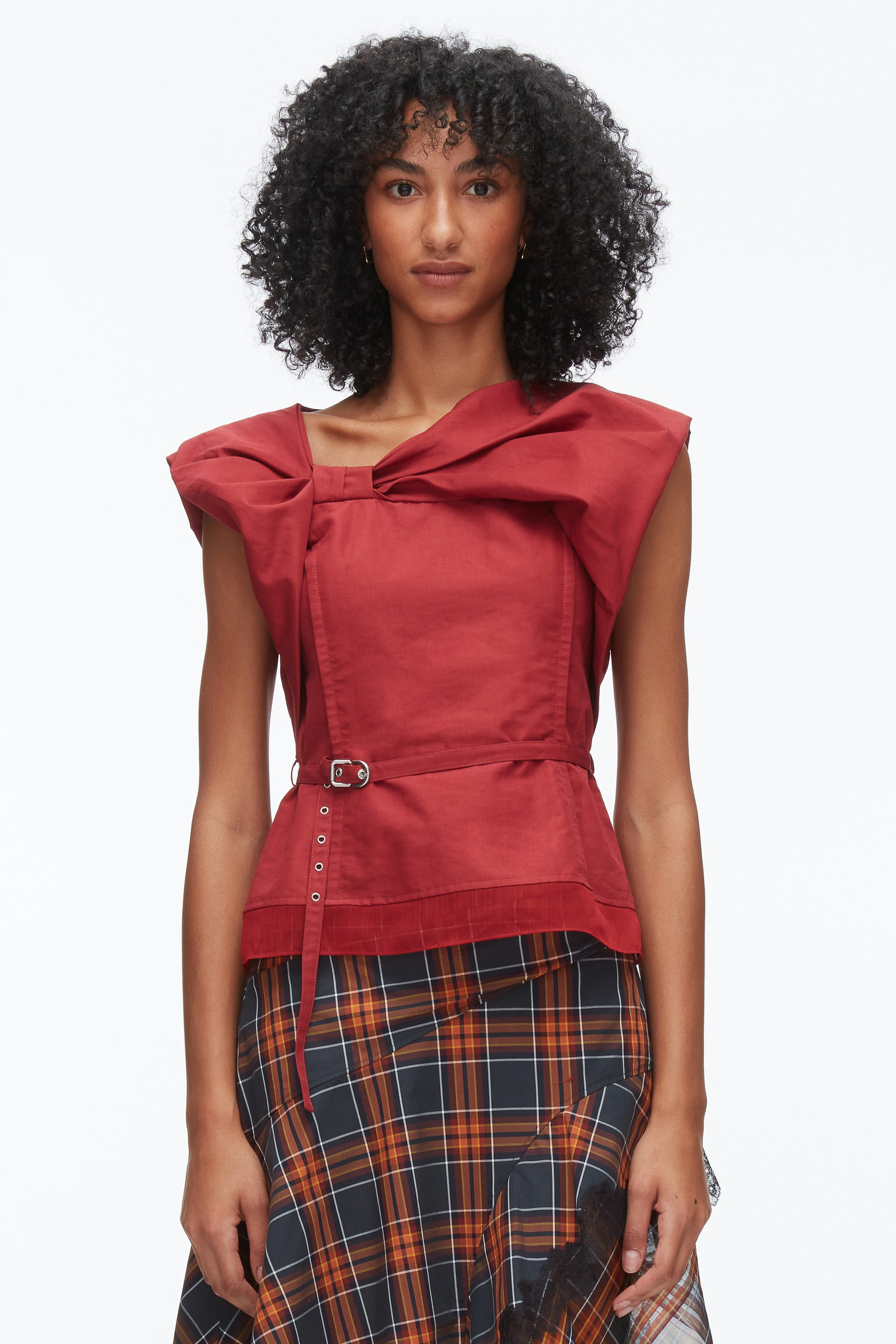 Draped Bow Belted Shell Top - 3
