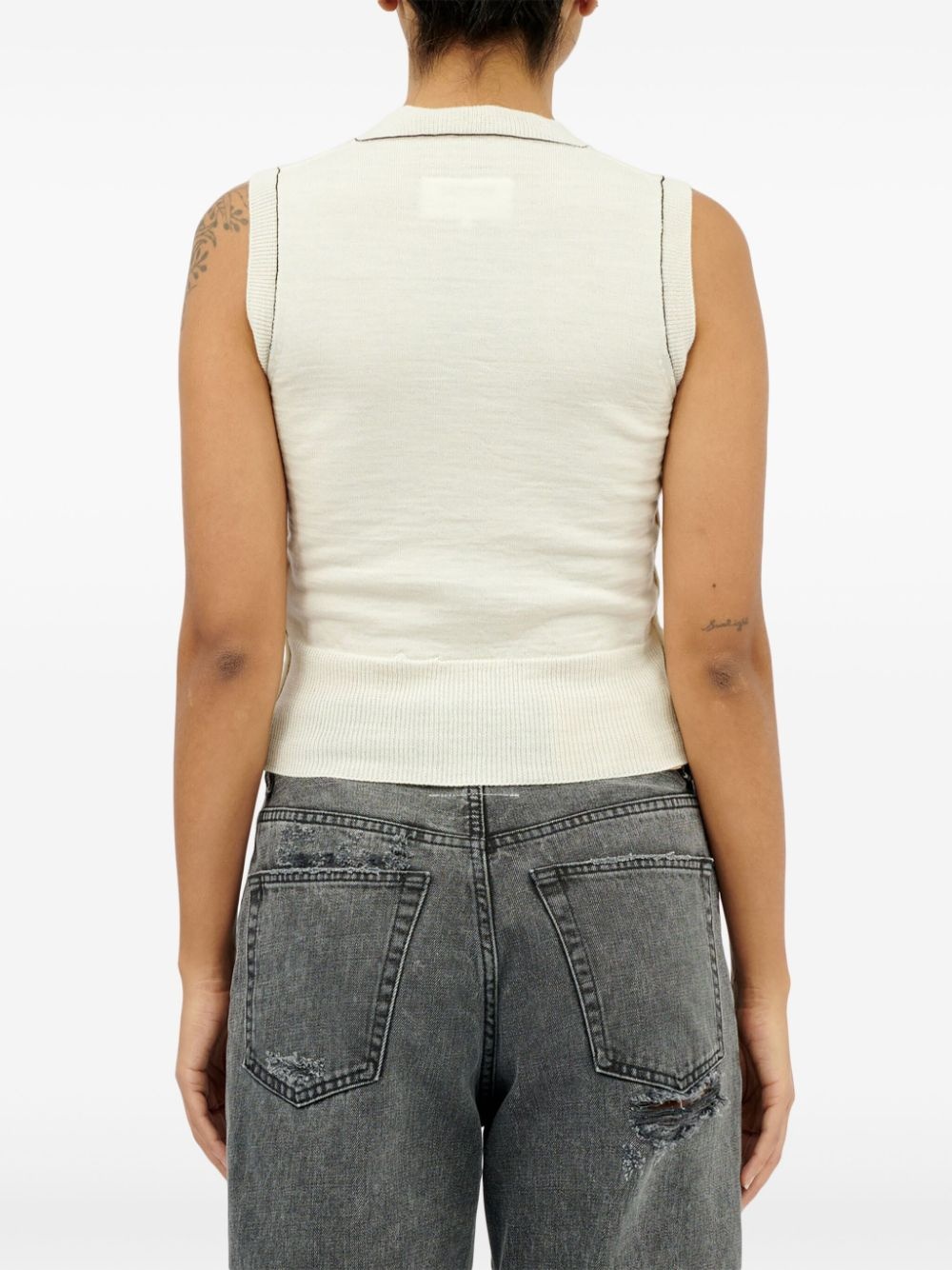 stitch-detail wool-knit vest top - 5