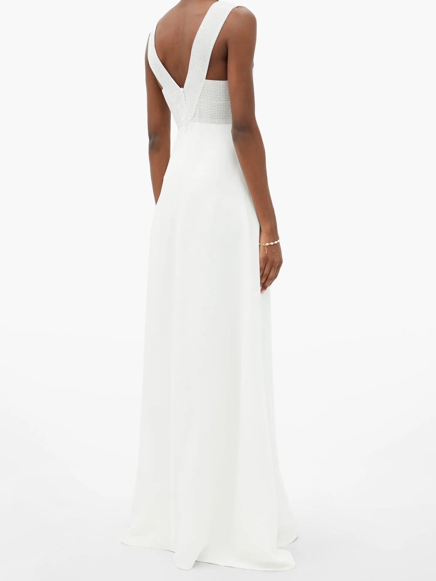 Crystal-embellished crepe gown - 5