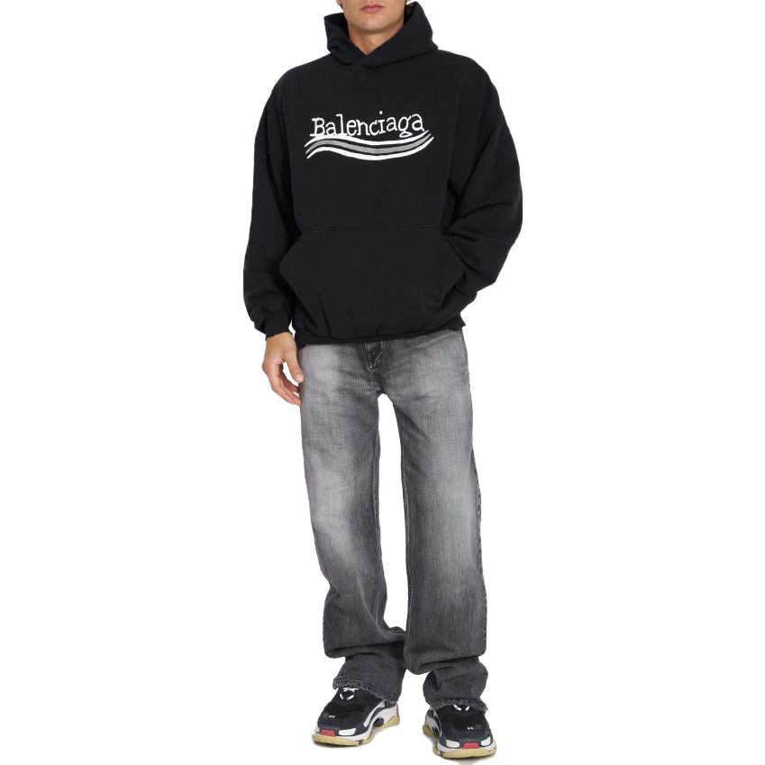 Balenciaga Hand Drawn Political Campaign Hoodie 'Black' 739024TNVE91197 - 2