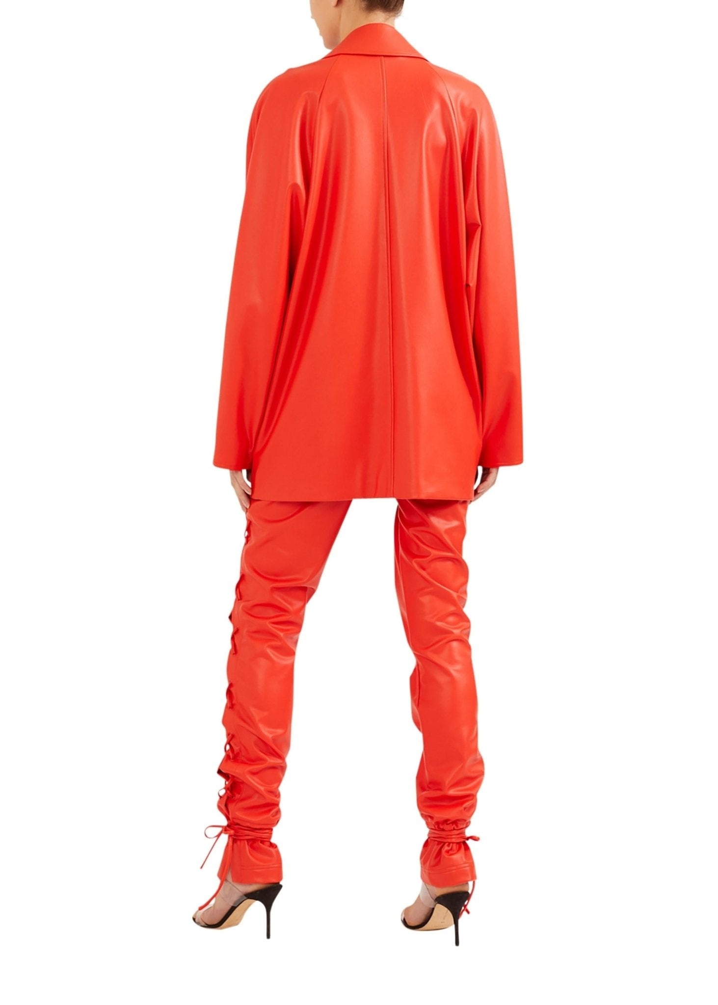 Faux Leather Layered Snap Coat - 5