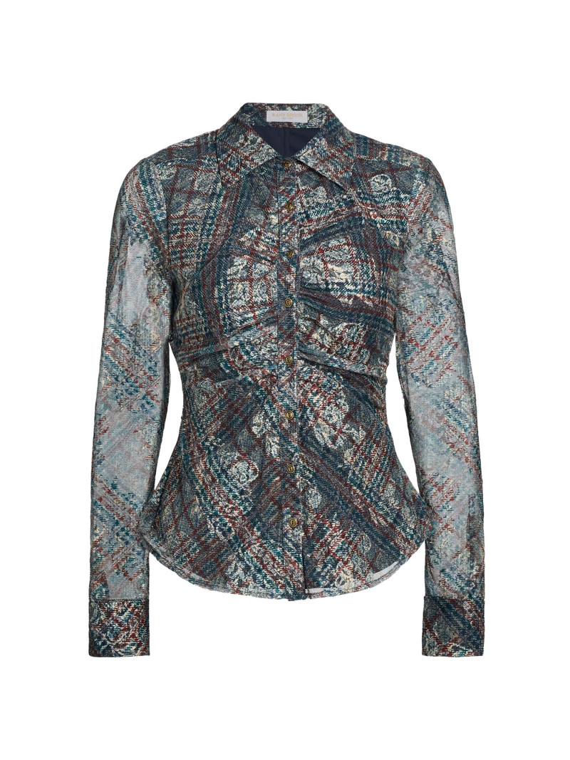 Women's Plaid Hamilton Gathered Button-Front Shirt - Amber Multi 1