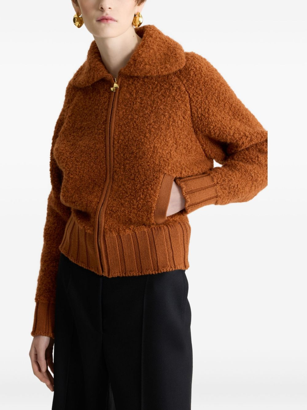bouclé zip-front jacket - 4