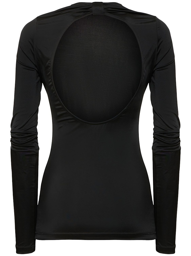 Long sleeve fitted fluid jersey top - 5