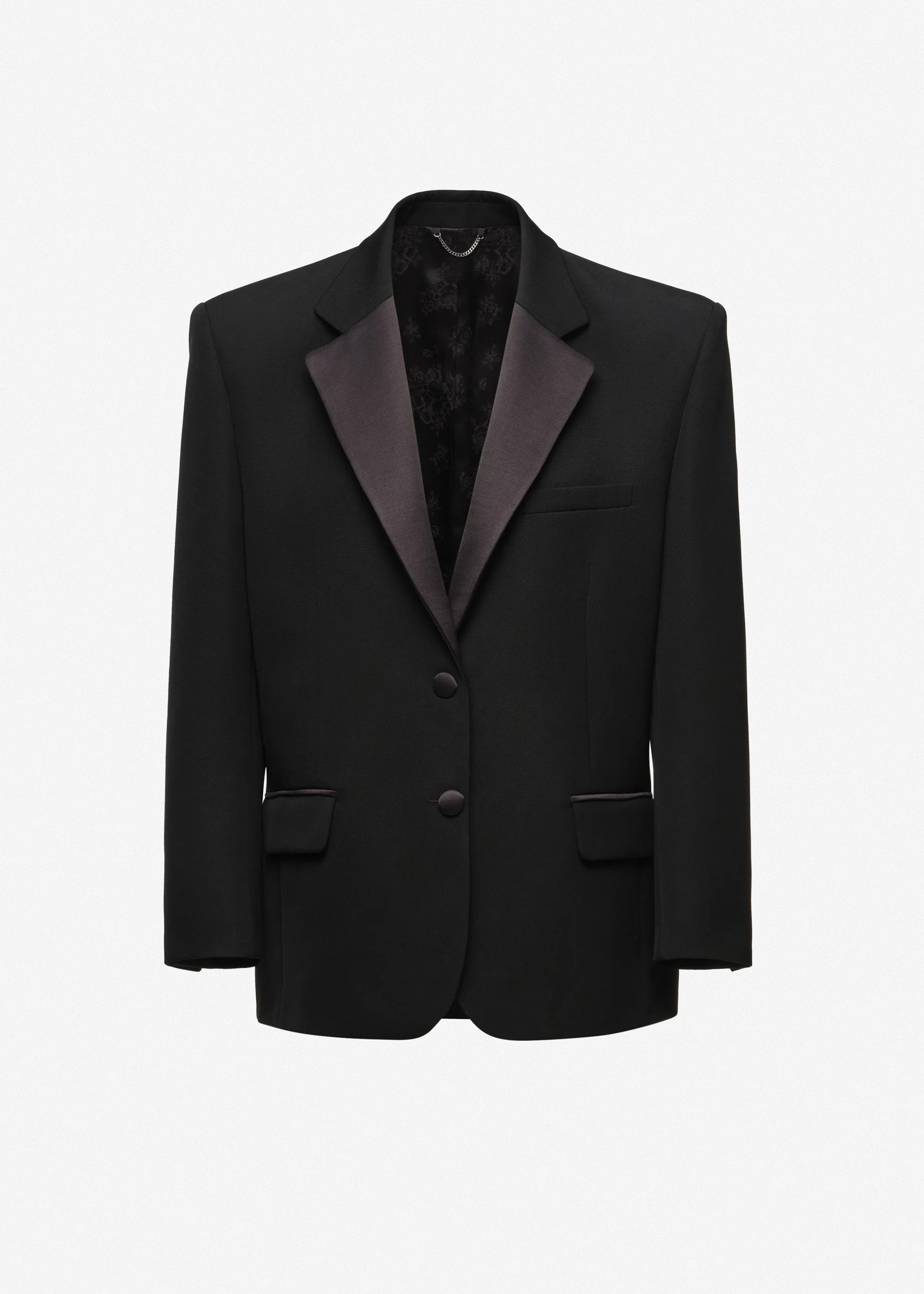 Single-breasted tuxedo blazer in black - 1